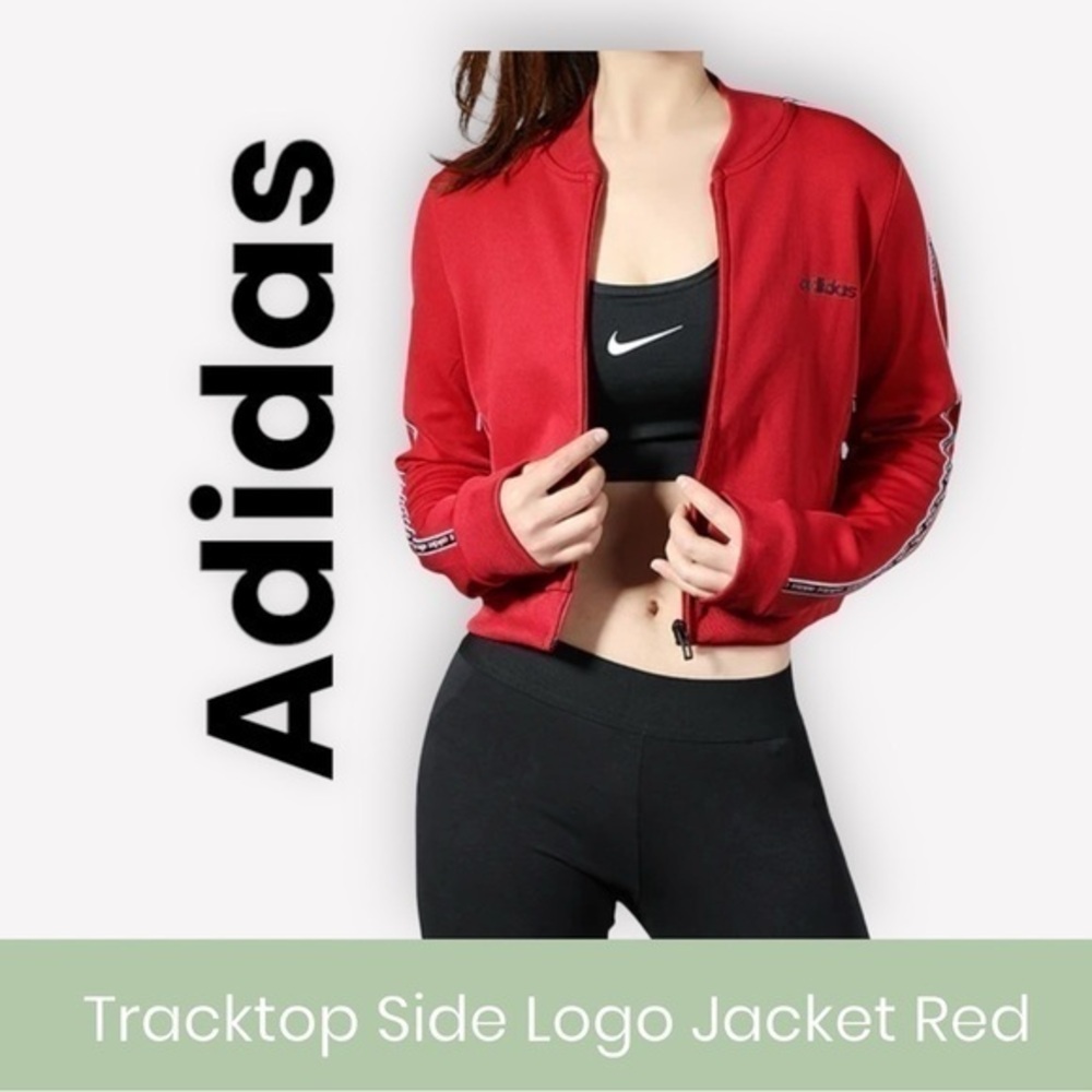 adidas‎ Track-top Side Logo Jacket Red Size Medium